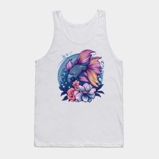 Cute Fish  with Flowers Tank Top